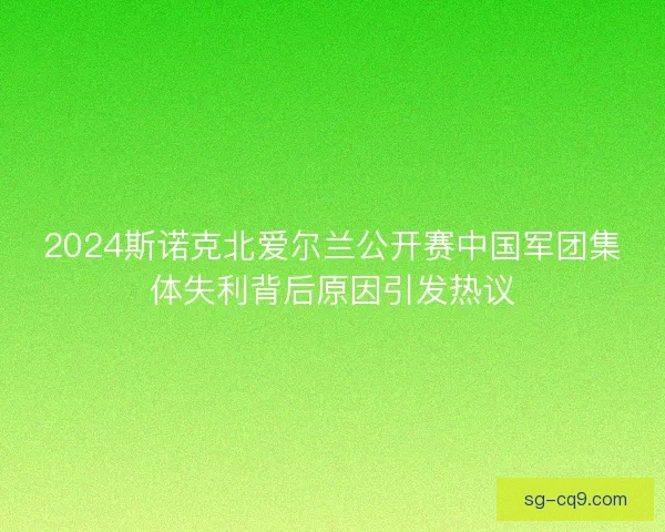 2024斯诺克北爱尔兰公开赛中国军团集体失利背后原因引发热议